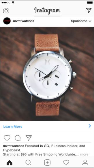 mvmt watches instagram - retargeting customers