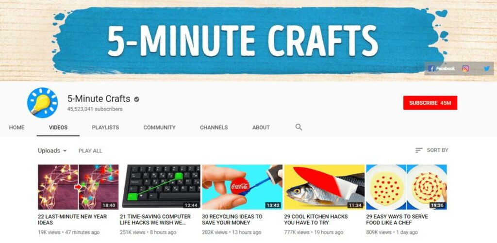 youtube channel 5-minute crafts subscribers_1