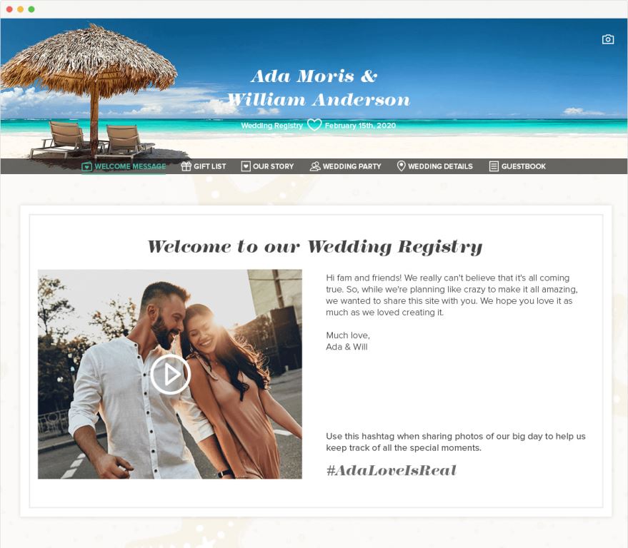 wedding website my registry