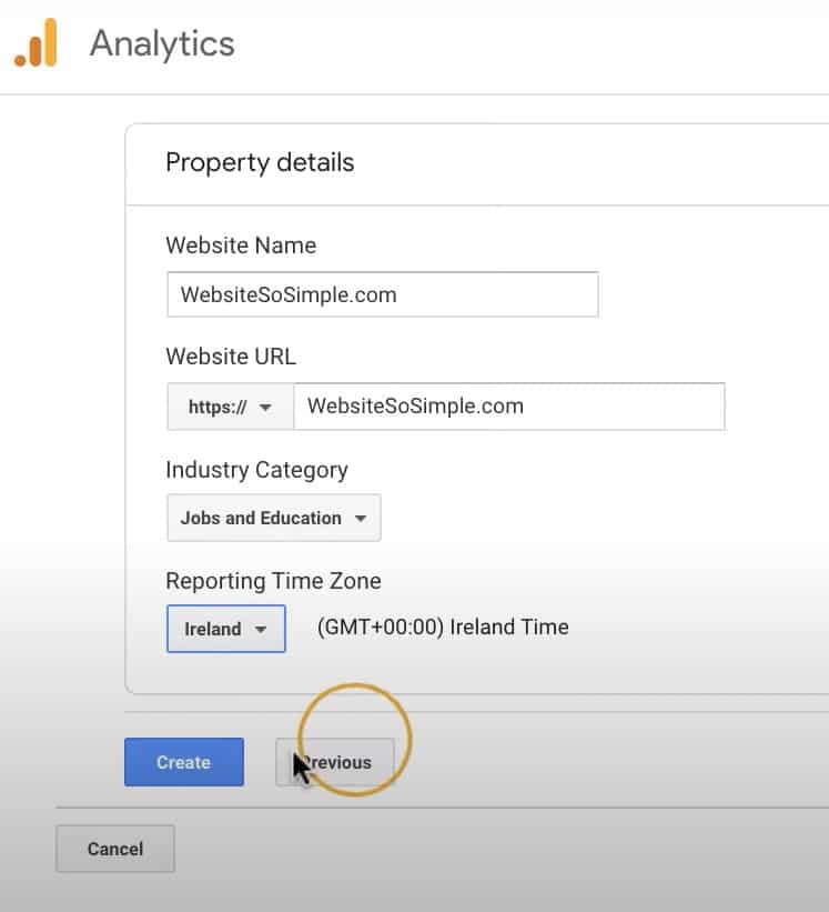 google analytics property details