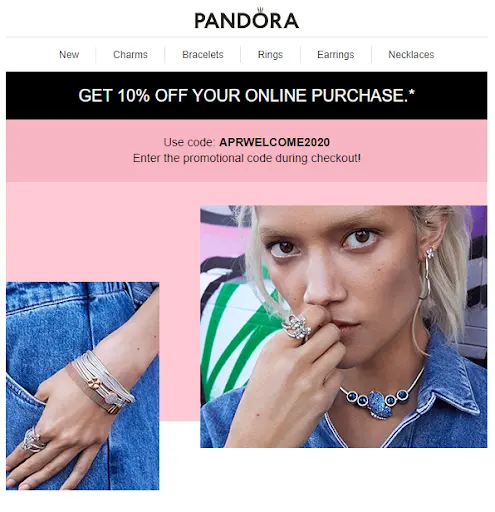 pandora welcome discount email