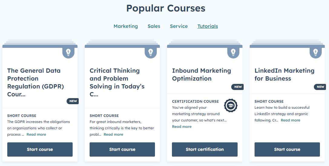 hubspot academy courses