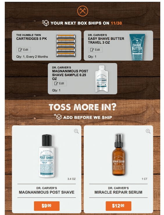  dollar shave club's cross-selling email