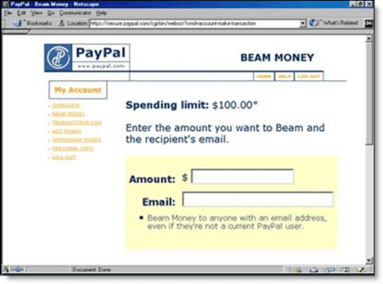 paypal in 1990's - first website edition