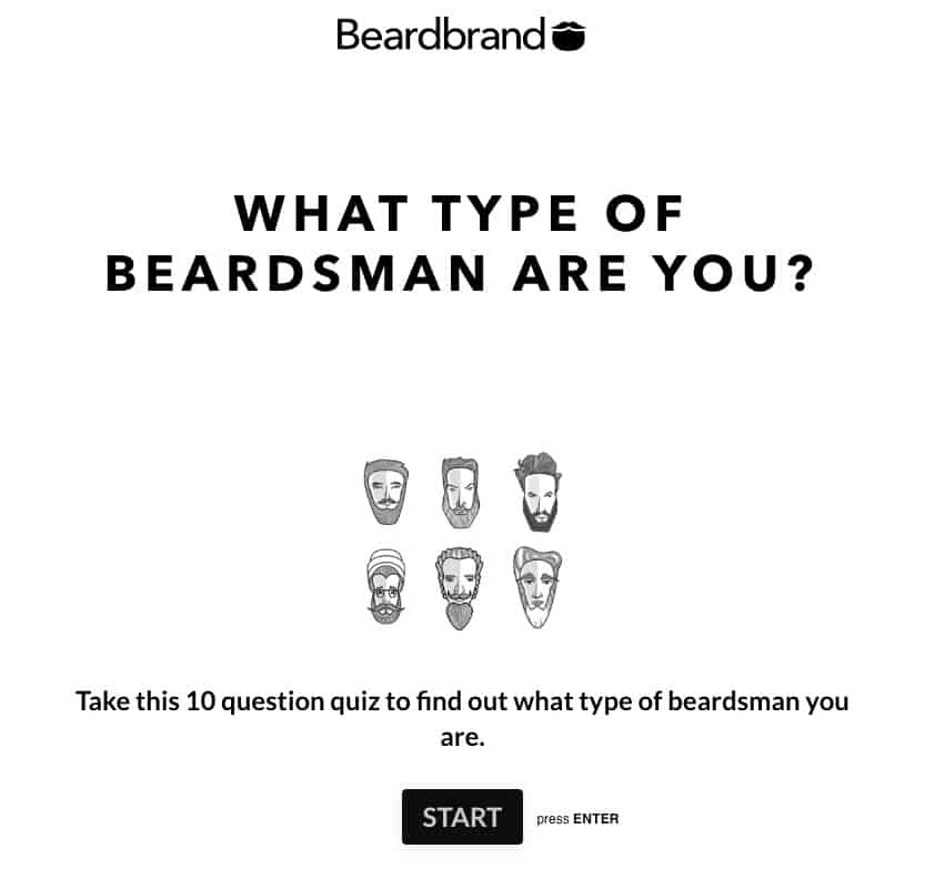 lead generation quiz - beardbrand example