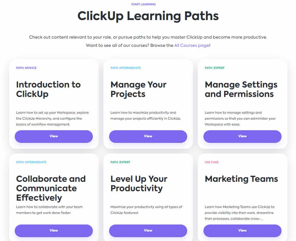 clickup courses to master the tool and increase productivity