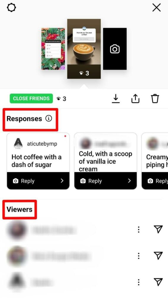 instagram stories question responses and viewers list