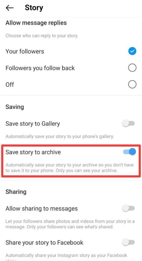 save story to archive on instagram
