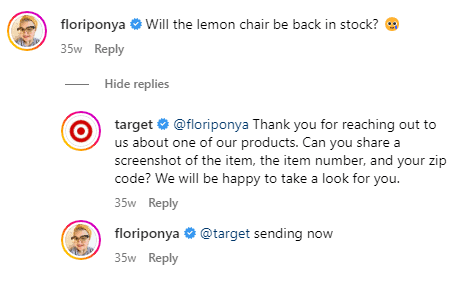 target responding to comments on ig example