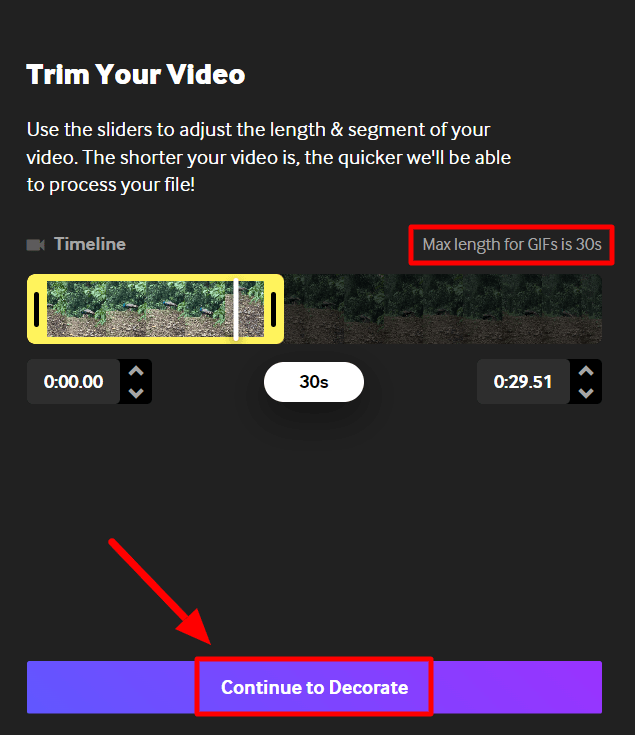 trim the video on giphy