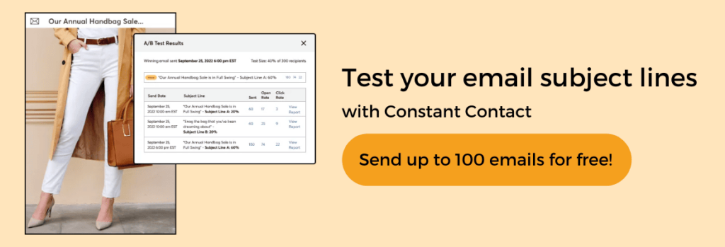test your email subject lines with constant contact