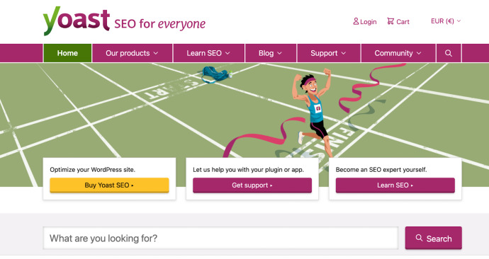 yoast homepage showing available content analysis options