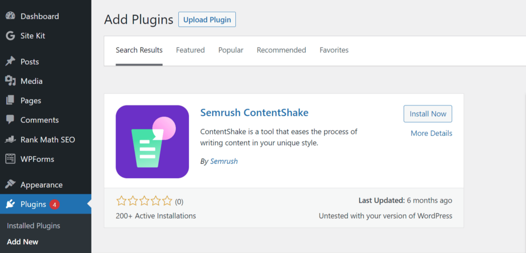 semrush contentshake wordpress plugin for easy publishing
