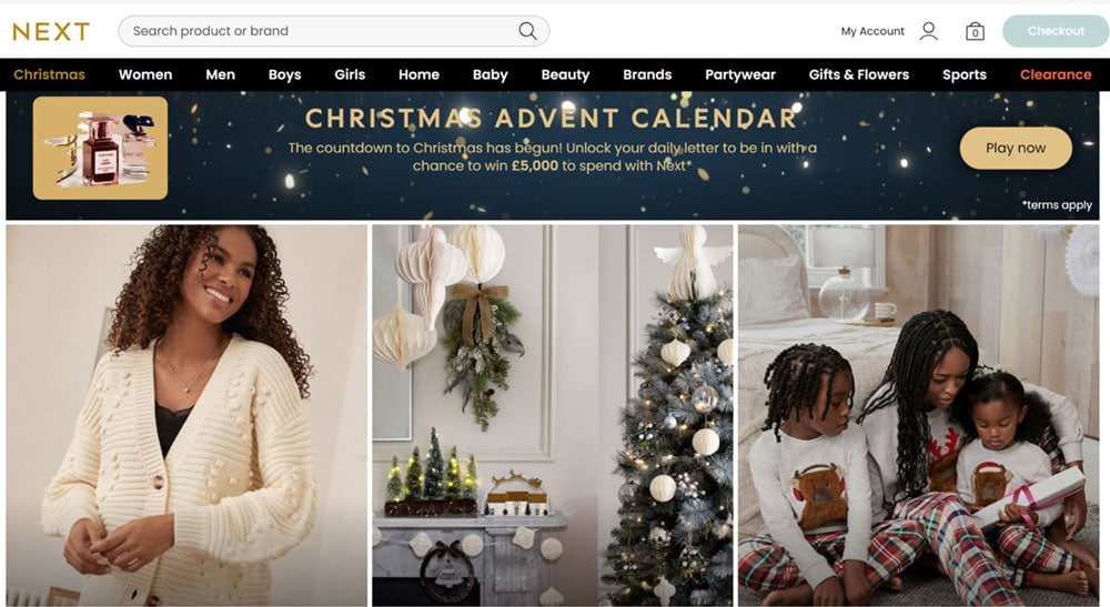 next christmas advent calendar landing page