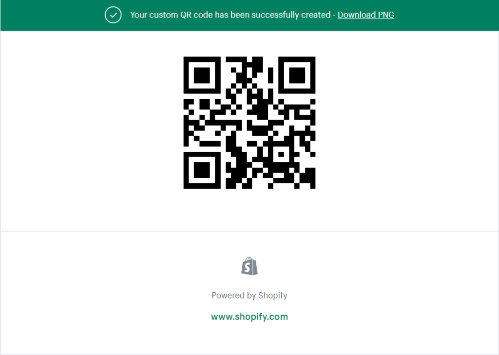 shopify's free qr code generator email example